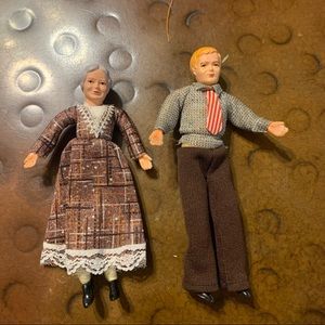 Dollhouse Dolls Caco vintage Grandmother Dad mini dolls